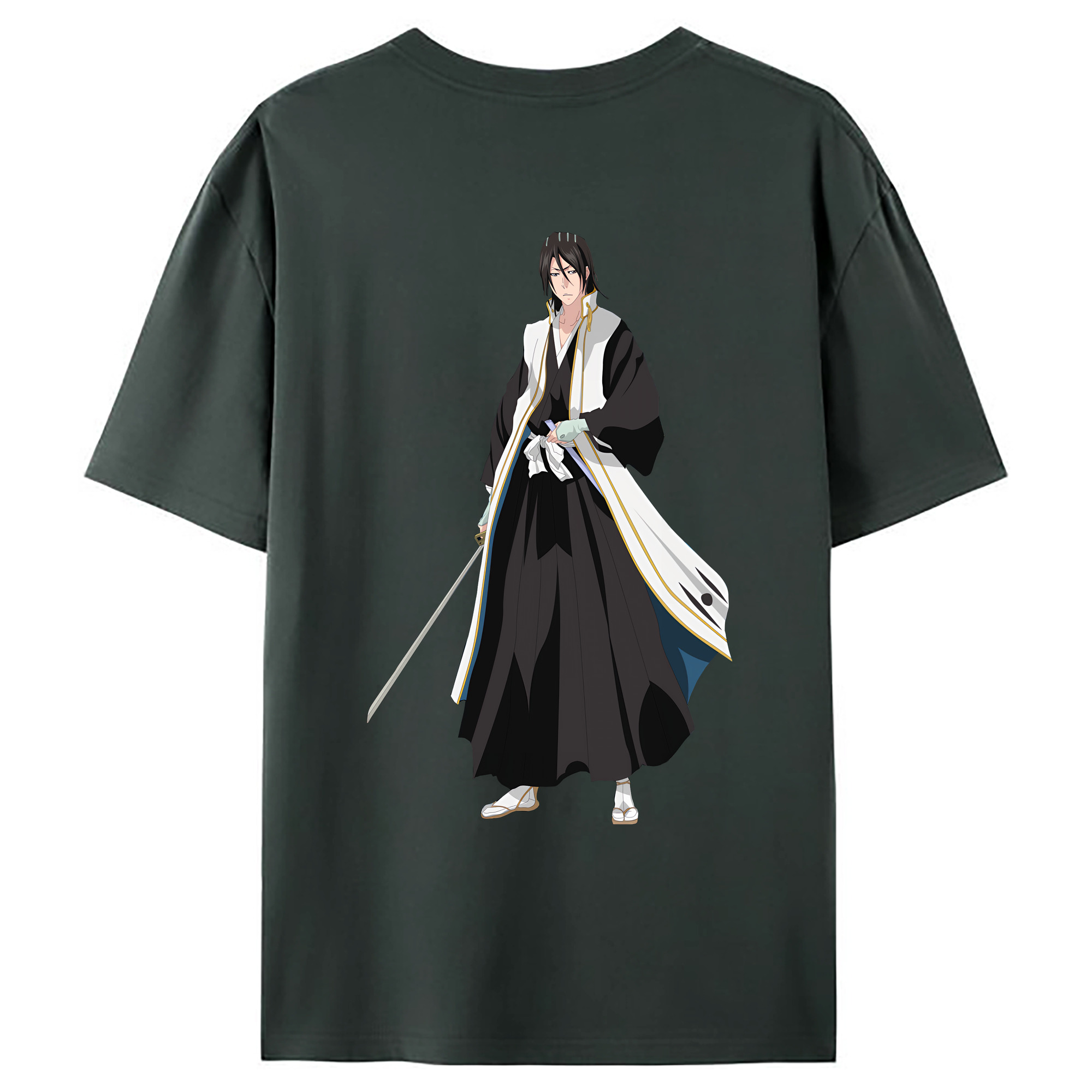 （画像用） ブリーチ くちき びゃくや BLEACH Kuchiki Byakuya 綿100％ メンズ半袖Tシャツ（バックプリント） 通気性
